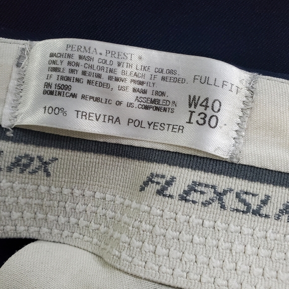Vintage Perma Prest Full Fit 100% Trevira Polyester Flexslax Dress Pants 40x30 - Picture 3 of 6